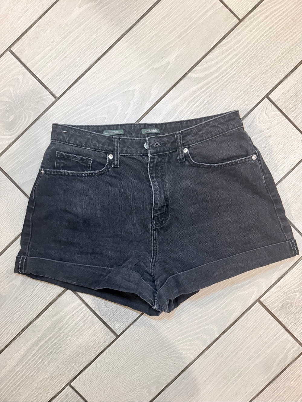 wild fable Black High-Rise Rolled Hem Jean Shorts- size 12